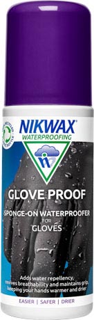 A 125ml bottle of Nikwax Glove Proof, a high performance waterproofer for all leather, fabric, combination or padded gloves.