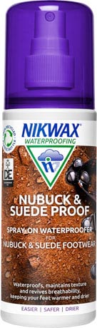 A 125ml bottle of Nikwax Nubuck & Suede Proof, a waterproofer for all nubuck and suede footwear.