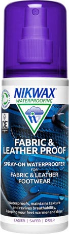 – A 125ml spray bottle of Nikwax Fabric & Leather Proof, our high performance waterproofer for combination leather and fabric footwear.